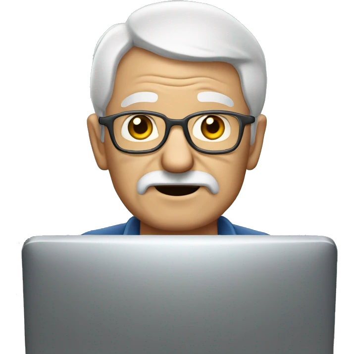 Old man with a computer emoji