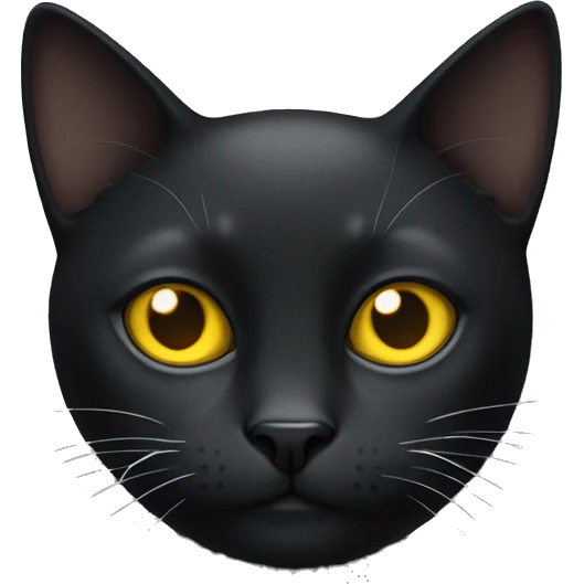 black cat with a white spot on the face and a white chest and yellow eyes emoji