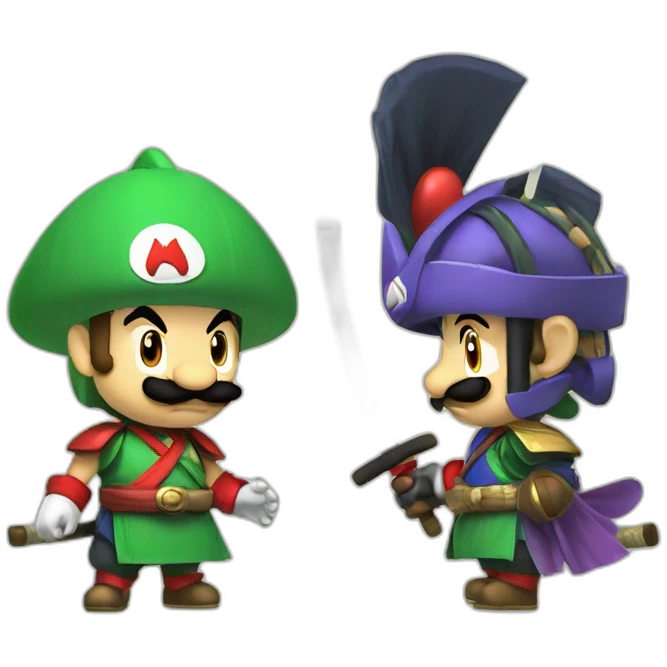 Mario and Luigi in samurai outfit emoji