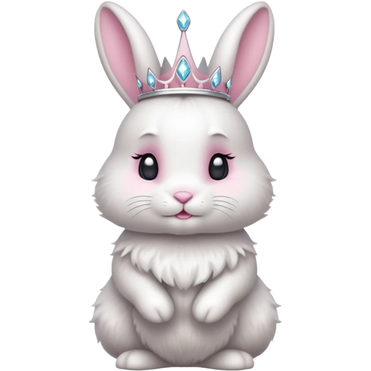 Rabbit King – fluffy white bunny with a small diamond tiara, standing
 emoji