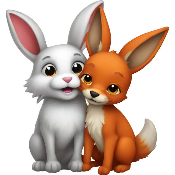 Bunny and fox in love  emoji