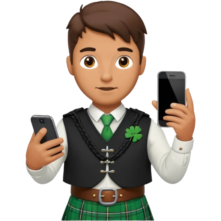ireland man with skirt and smartphone emoji