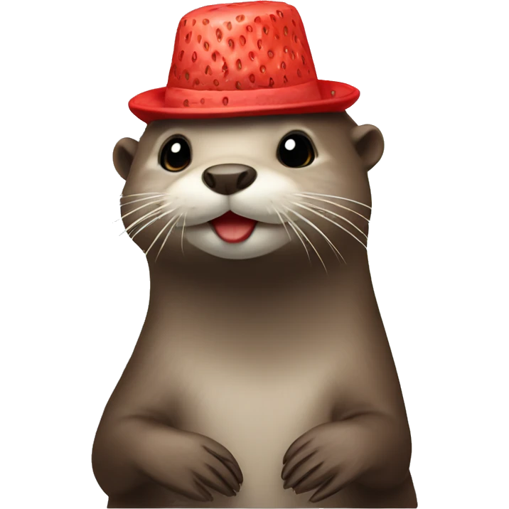 otter with strawberry hat emoji