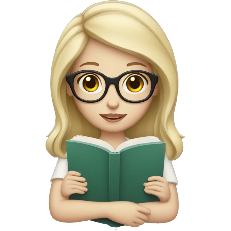 pale girl with glasses reading a book  emoji