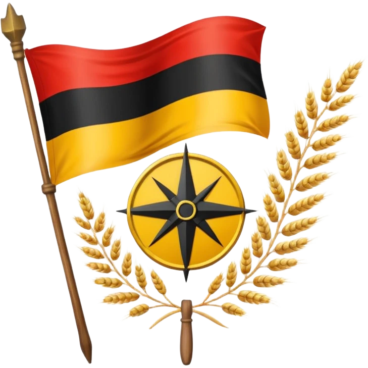 The flag of East Germany (the German Democratic Republic or GDR) consisted of the traditional German black, red, and gold horizontal tricolor, distinguished by a central emblem of a Centered in the red band, the national emblem featured a hammer, a compass, wreath of wheat. emoji