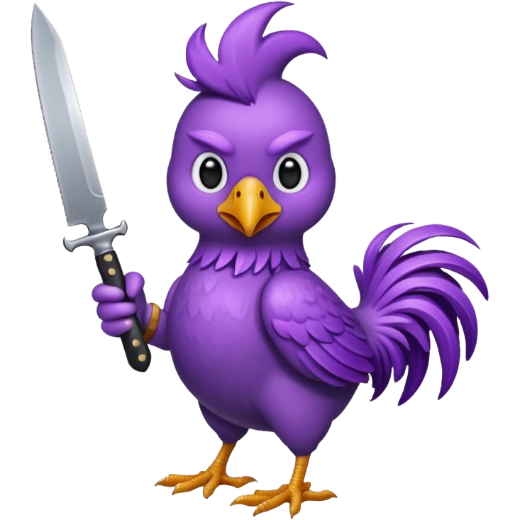 purple chicken holding knive emoji