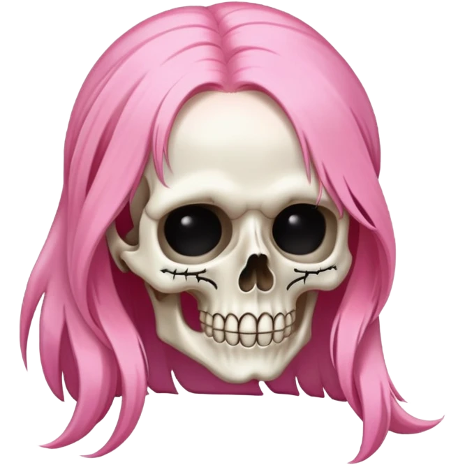 long pink hair skeleton head emoji