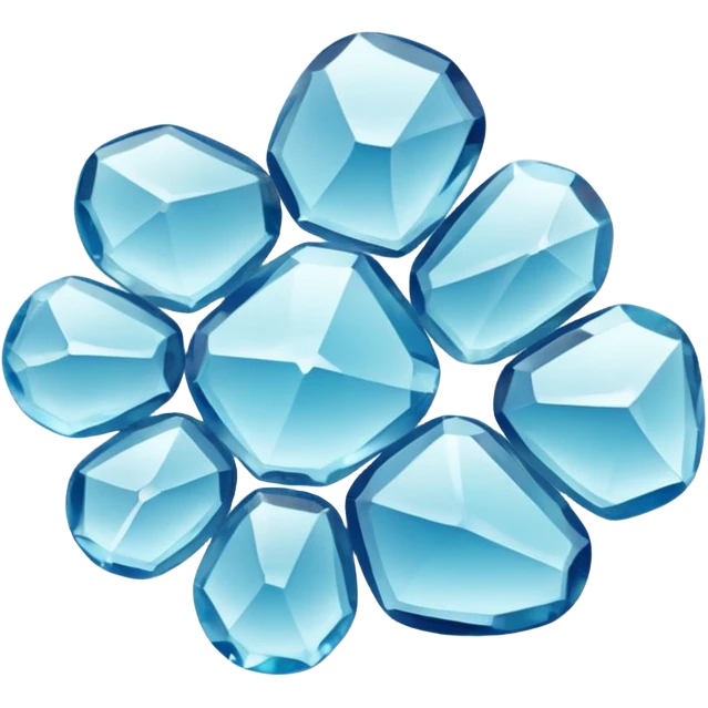 small translucent cluster of irregular crystal-like grains with gelée texture and glossy surface, slightly rounded and bumpy, colors from pearly white to transparent, living hydrated structure, soft lighting, subtle shadows, emoji scale emoji