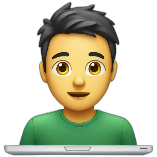a student looking at a computer emoji