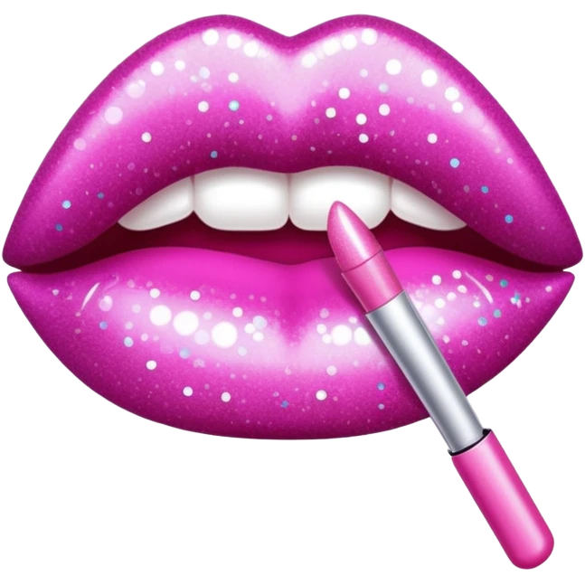 Pink lip gloss glittery emoji