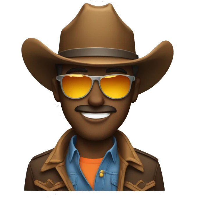 cowboy with sunglasses smirking shaking the head emoji