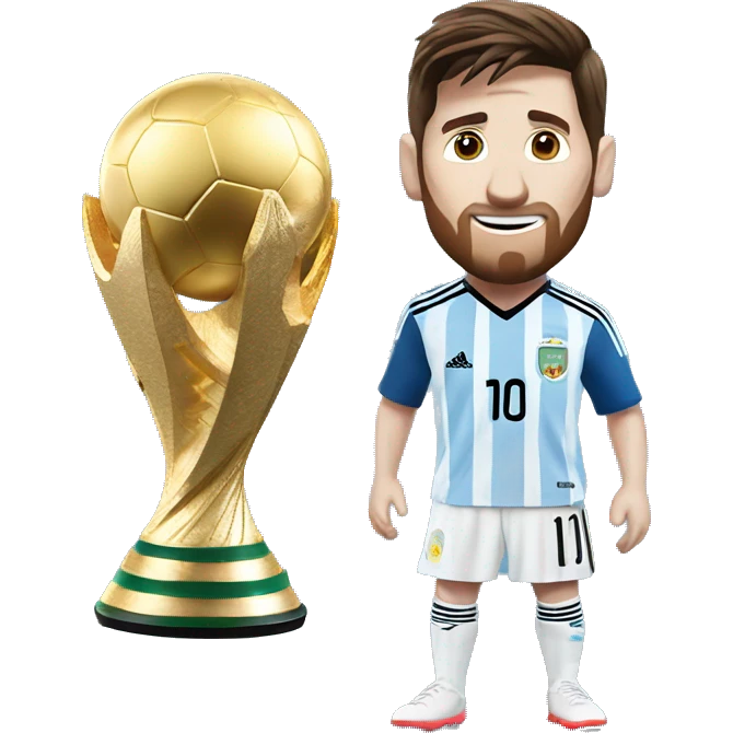 Messi with the World Cup trophy emoji
