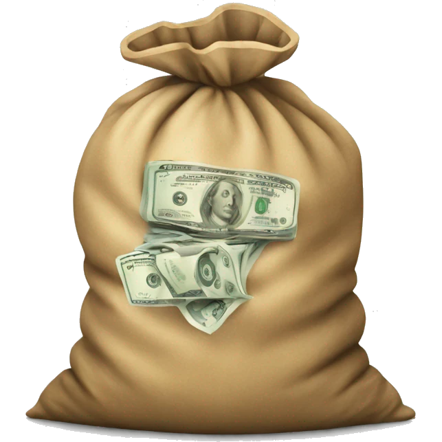 a big bag of dollars an coins emoji