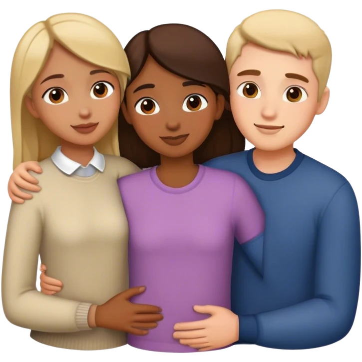 Hombre abraza a chicas emoji