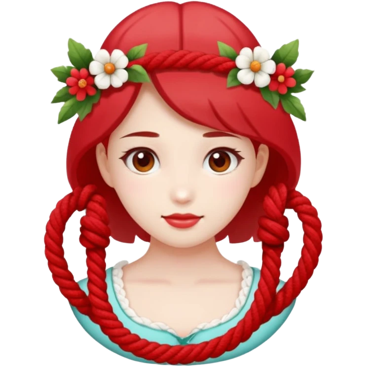 cute suze with red and white rope and floral decoratons emoji