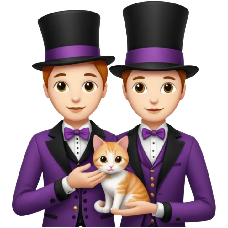 magician couple and their pet cat emoji