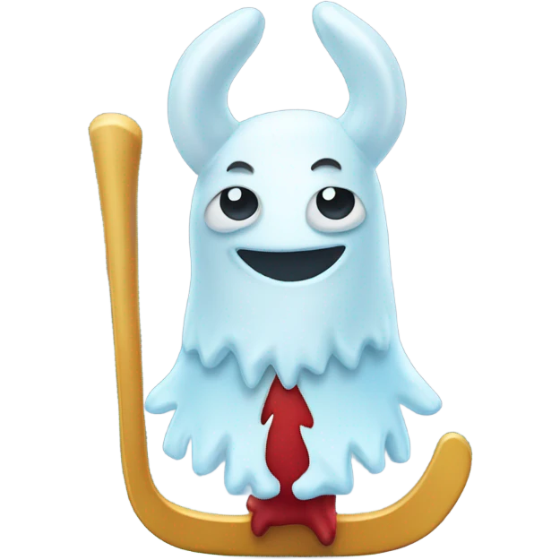Ice skate with devil horns and a pitchfork emoji