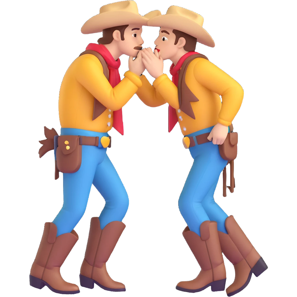 two cowboys, both men, kissing emoji