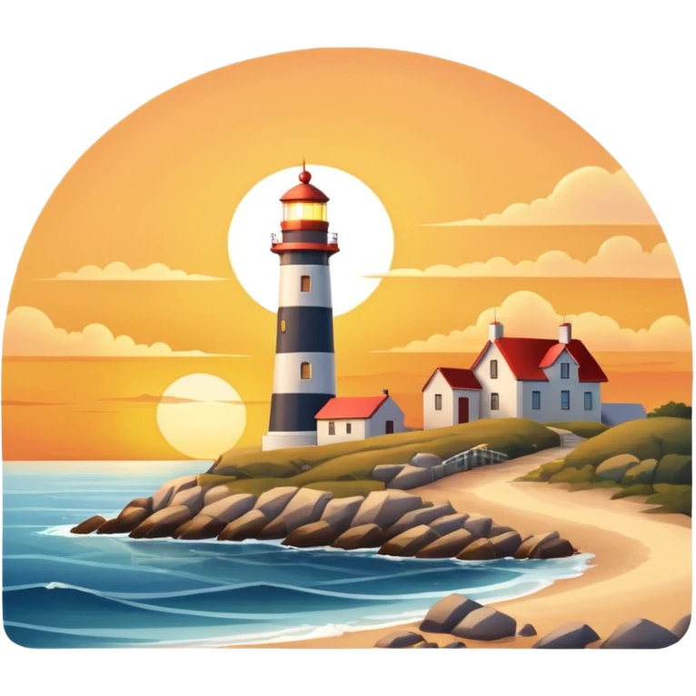 sunrise landscape with a lighthouse emoji