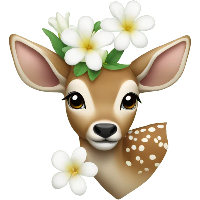 deer with a white flower behind its ear emoji