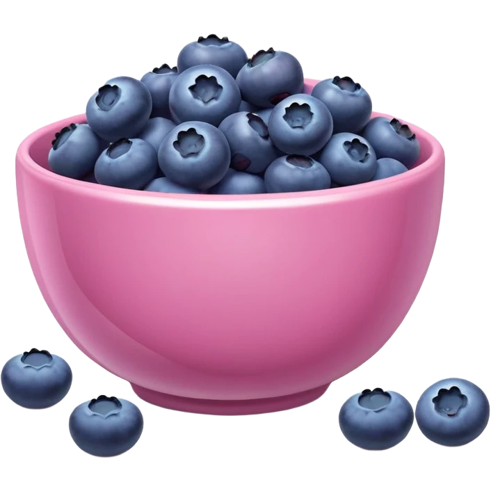 super realistic small pink bowl of blueberries emoji