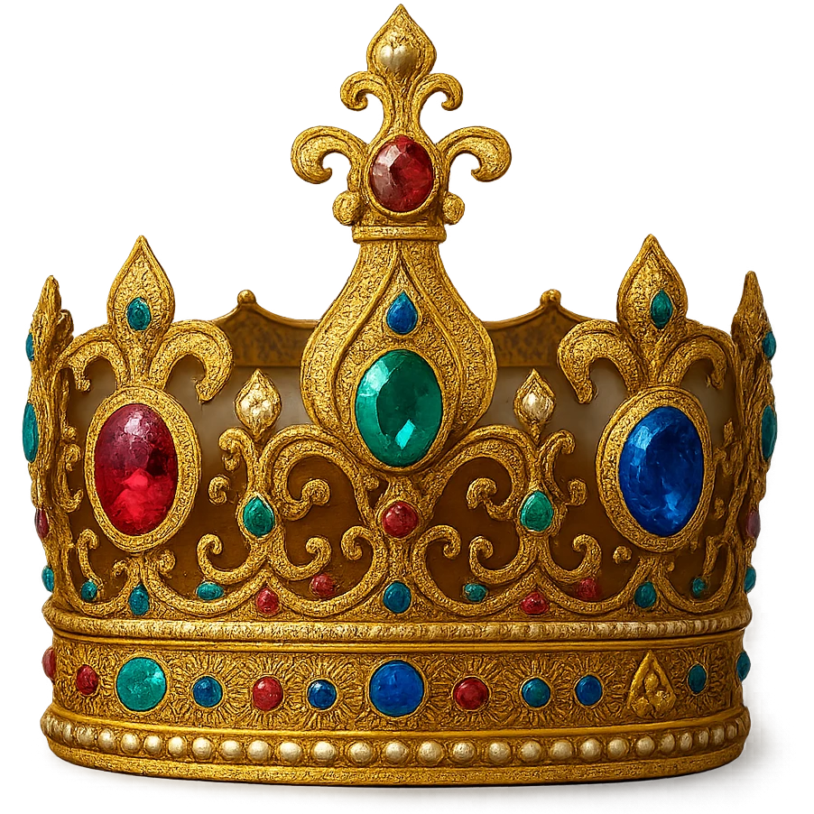 a jeweled crown with colorful gems, ornate and regal emoji
