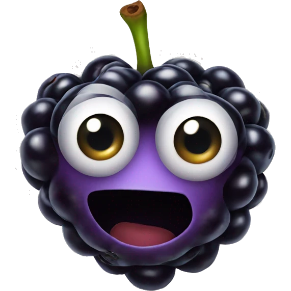 blackberry fruit with eye and smile emoji