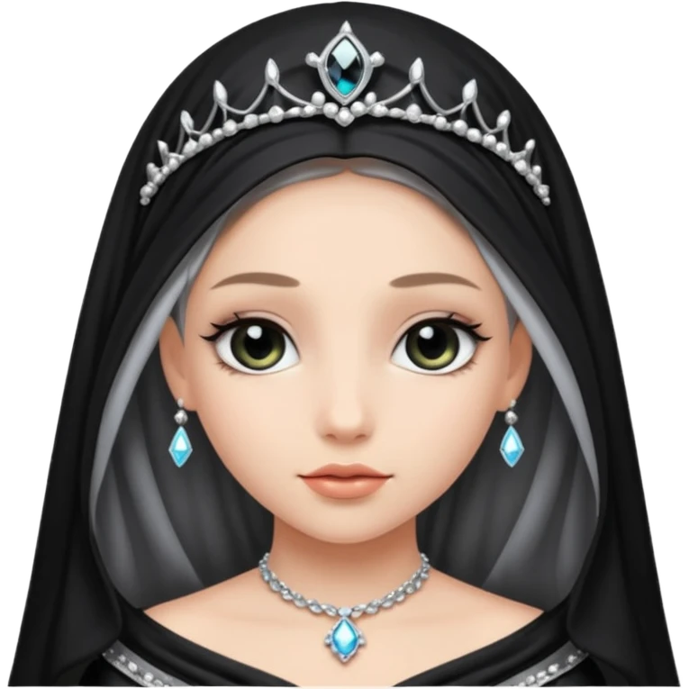 Night Princess – black veil + silver gem emoji