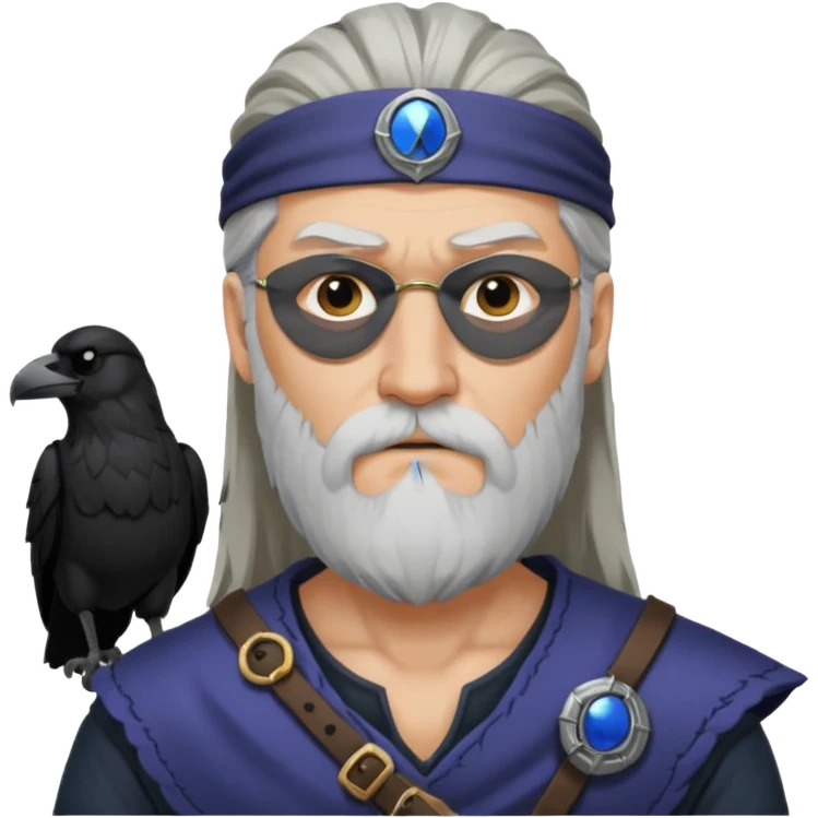 norse god odin with eyepatch on his left eye and raven on his shoulder emoji