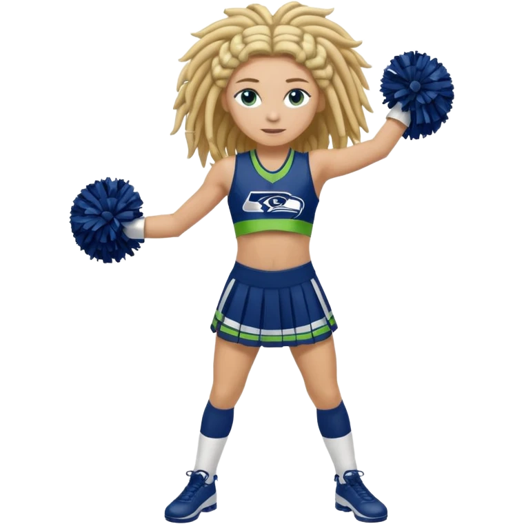 Blonde dreadlocks , blue eyes , cheerleader , full body , Seattle Seahawks emoji