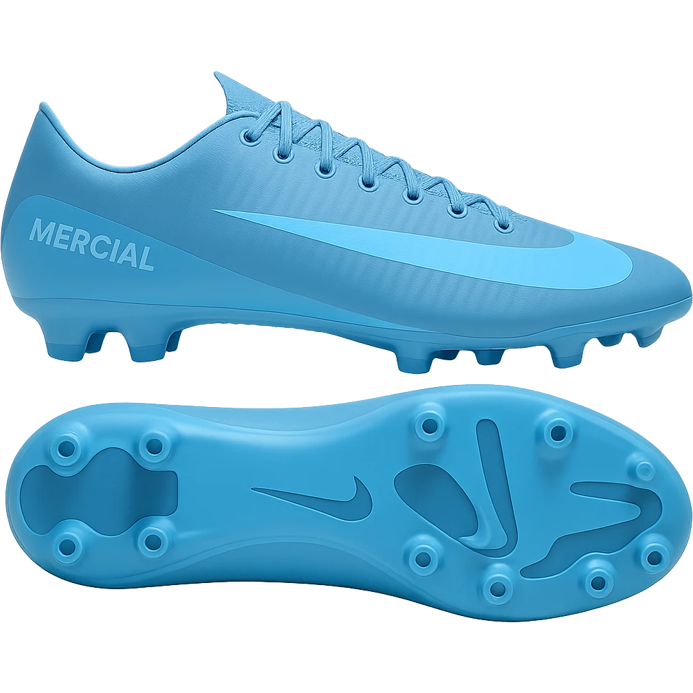 Edit the Nike Mercurial Vapor football boot to a light blue colorway, keeping the original style and details intact, with no background. emoji