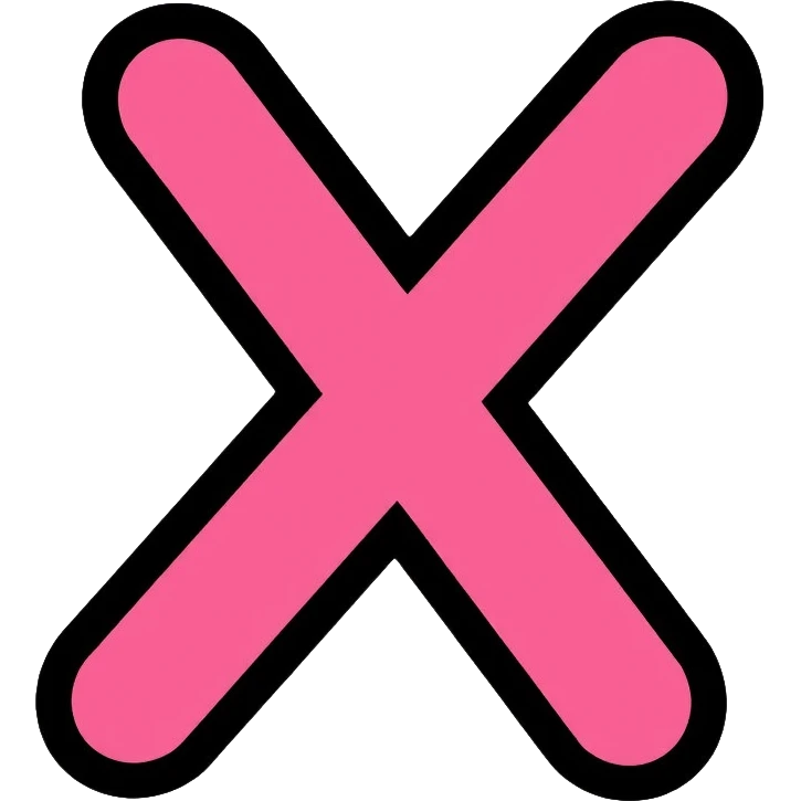 hot pink X mark, wrong symbol emoji