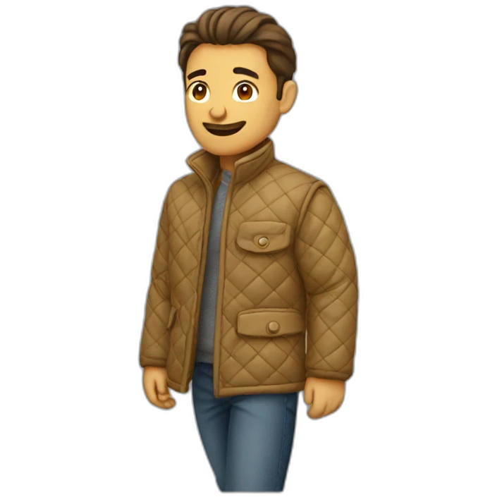 man walking with  quilted veste emoji