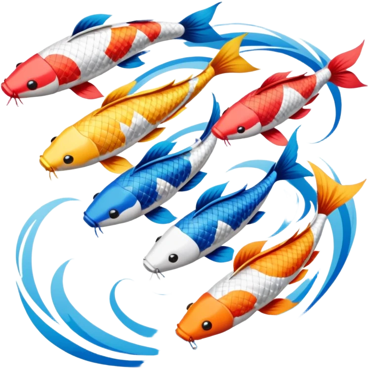 Koinobori, many koi kite emoji