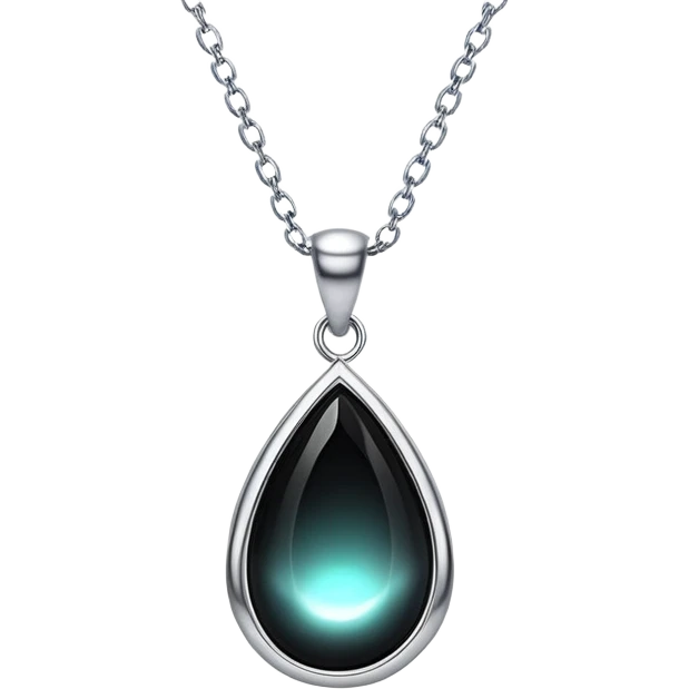 ethereal onyx pendant suspended midair, shimmering silver chain invisible, glowing faintly emoji