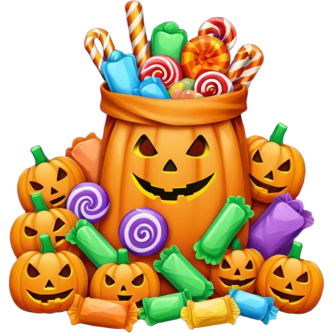 Halloween candies and candy bags emoji