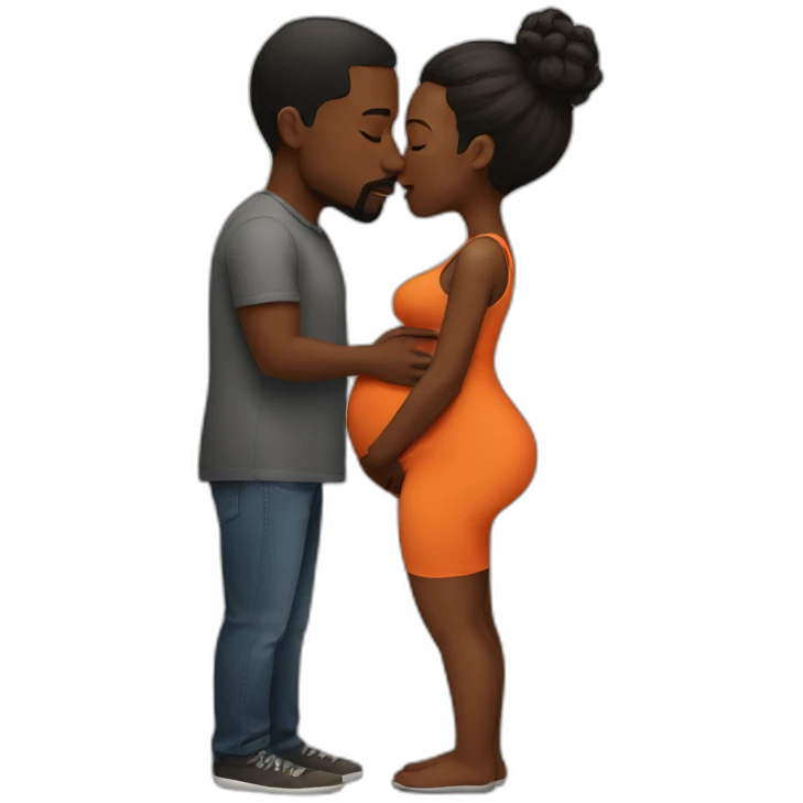 Pregnant black men kissing emoji