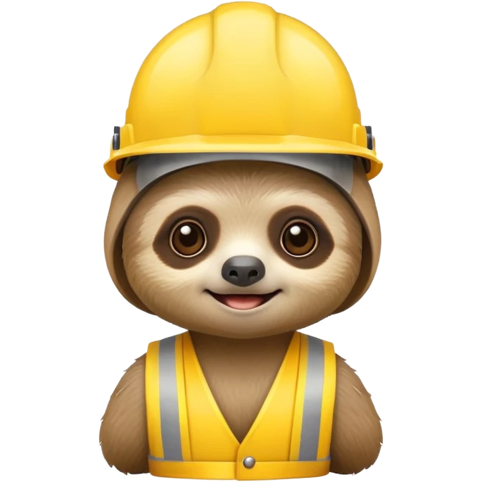 baby sloth face with a yellow construction helmet, no body emoji