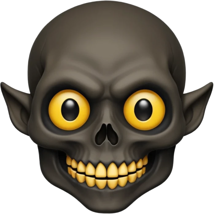 human skull face troll emojie used in ticktock reels. black in colour emoji