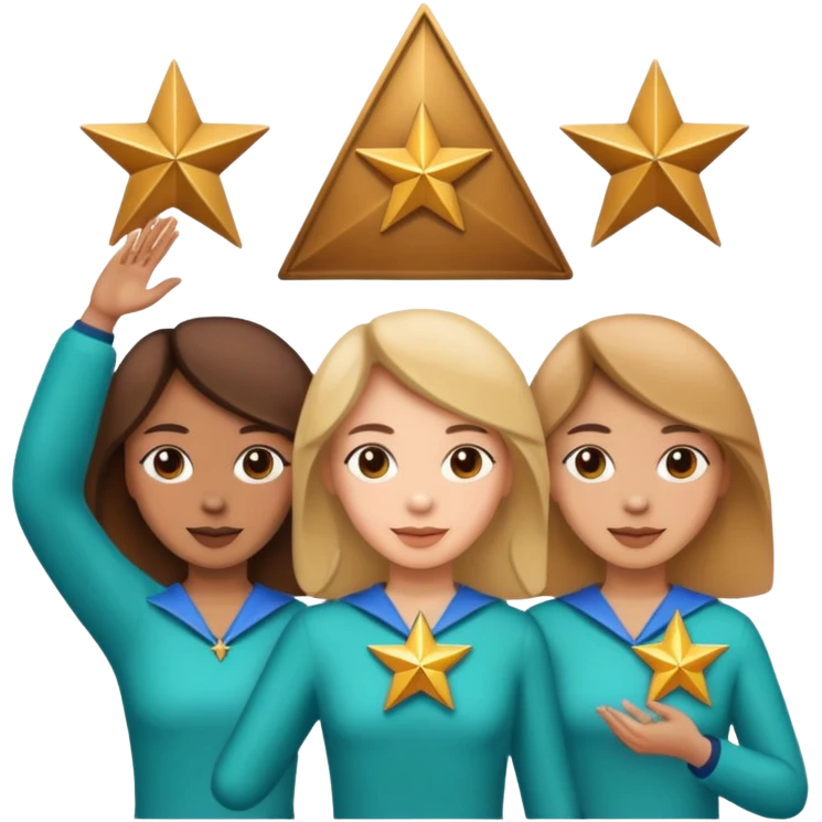 bronze women holding up 3 stars in a triangle emoji