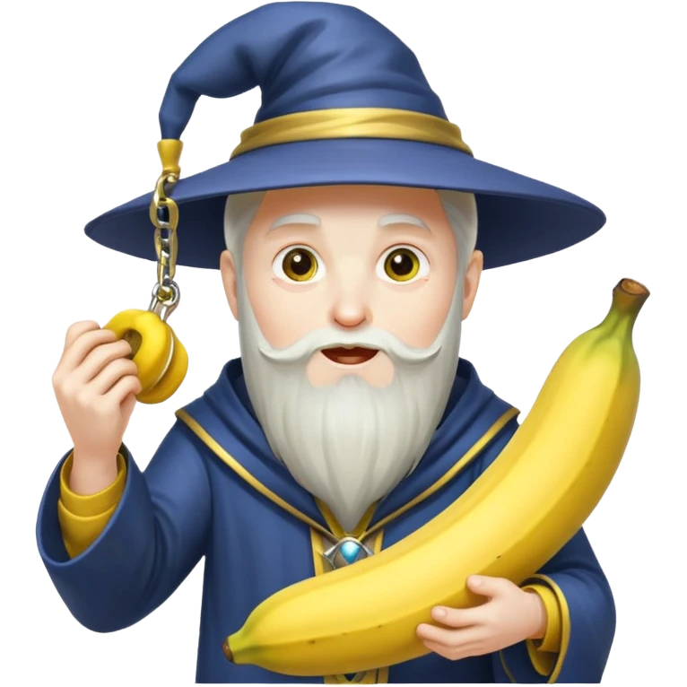 Wizard eating banana and working out with weights emoji