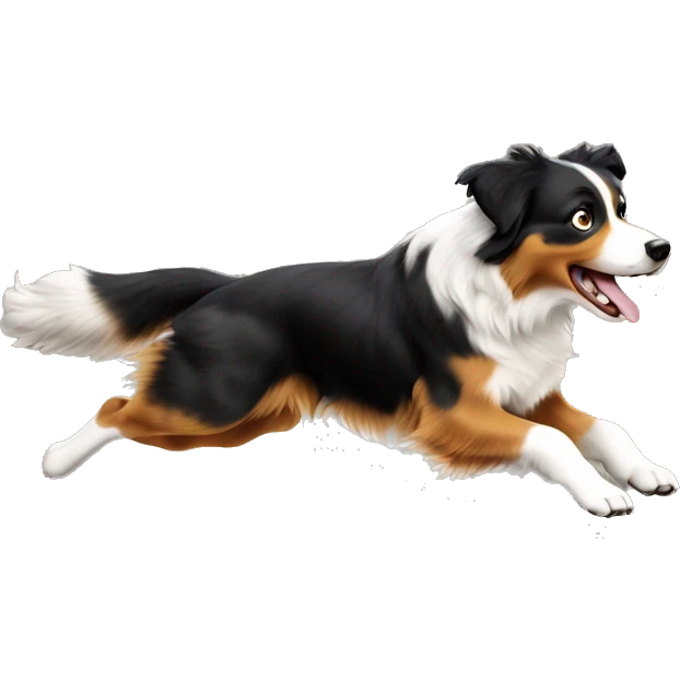 Australian shepherd jumping over anvil emoji