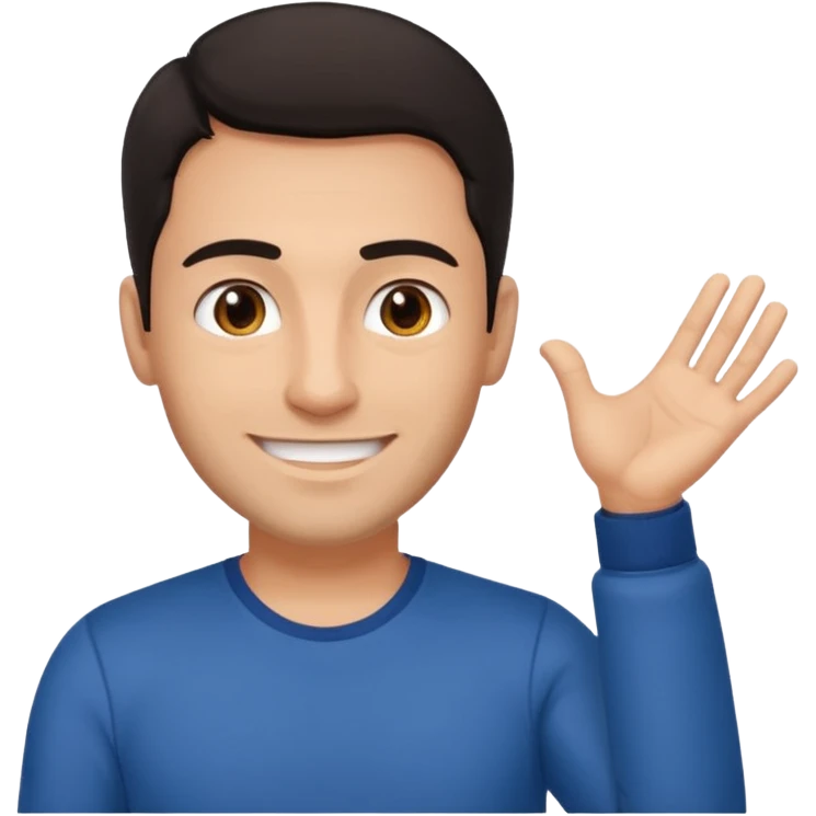 мужчина подтянутый переводчик с испанского темные волосы, пробор справа. без очков , в более свободной форме одежды.  emoji