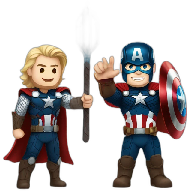 captain america and thor waving emoji