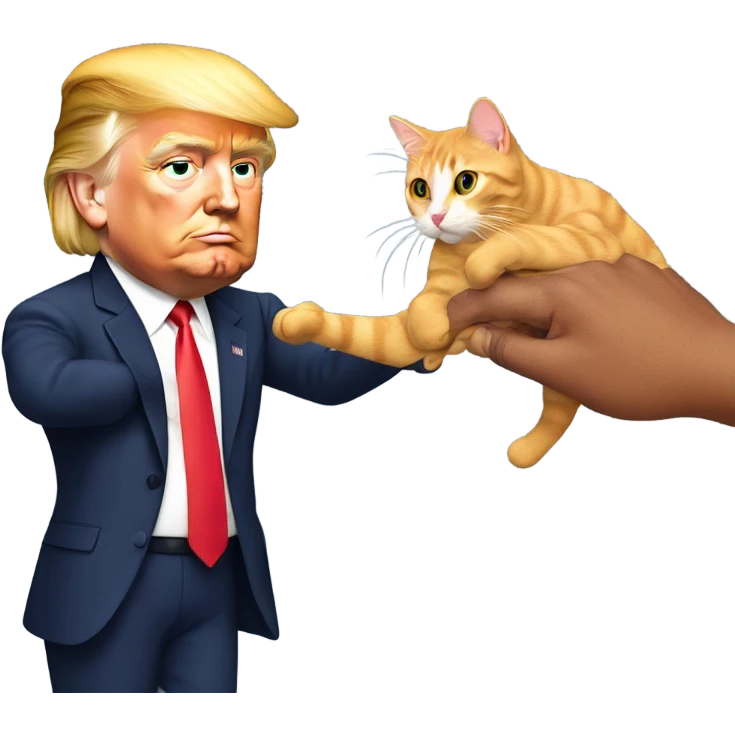 Donald Trump grabbing a cat emoji