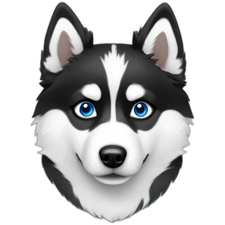 Pomsky black & white blue eyes emoji