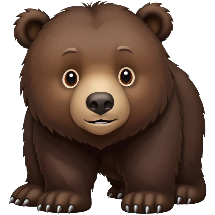 Dark brown grizzly bear on four legs with natural fur texture, minimalist design, very dark brown coloration emoji