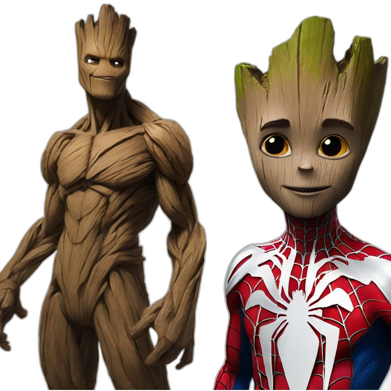 groot prend une photo avec spiderman emoji