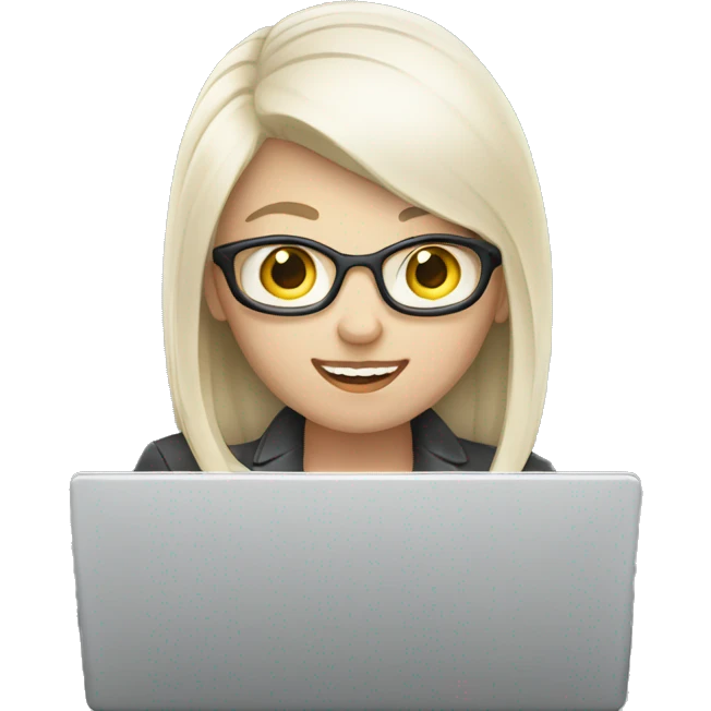 White-skinned firlancer working on laptop emoji