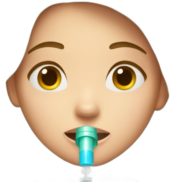 A asthmatic girl with breathing pump emoji